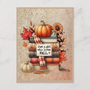 Nur ein Mädchen, das den Herbst liebt Grußkarte Postkarte