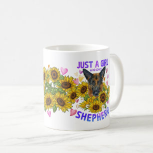 Nur ein Mädchen, das deutschen Schäferhirten Blume Kaffeetasse