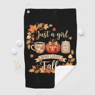 Nur ein Mädchen, das die Herbstsaison Kaffee Herbs Golfhandtuch