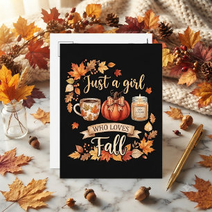 Nur ein Mädchen, das die Herbstsaison Kaffee Herbs Postkarte