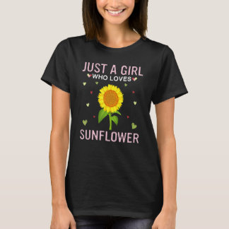 Nur ein Mädchen, das die Sonnenblume Niedliche Fra T-Shirt