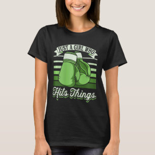 Nur ein Mädchen, das Dinge trifft Kickboxer-Mädche T-Shirt