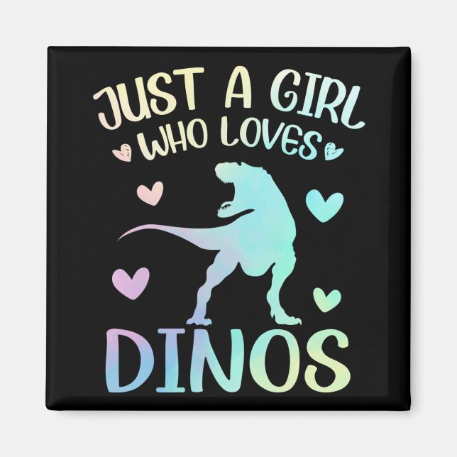 Nur ein Mädchen, das Dinos Niedliche Dinosaurier L Magnet (Vorne)