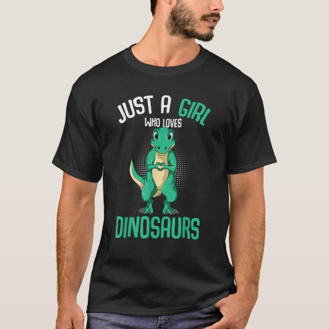 Nur ein Mädchen, das Dinosaurier Lieben T Rex Dino T-Shirt (Vorderseite)