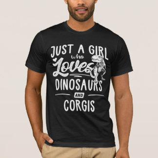 Nur ein Mädchen, das Dinosaurier und Corgis Dinosa T-Shirt