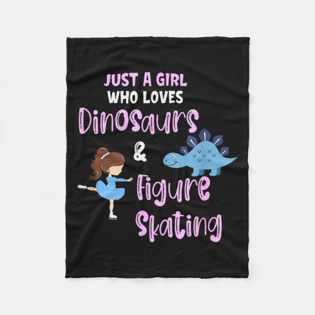 Nur ein Mädchen, das Dinosaurier und Eiskunstlauf  Fleecedecke (Vorderseite)