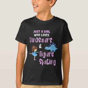Nur ein Mädchen, das Dinosaurier und Eiskunstlauf T-Shirt