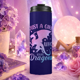Nur ein Mädchen, das Drachen liebt - Fantasy-Drach Thermosbecher