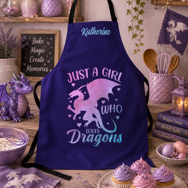 Nur ein Mädchen, das Drachen liebt - Fantasy-Name Schürze (Von Creator hochgeladen)