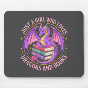 Nur ein Mädchen, das Drachen und Bücher Fantasy Dr Mousepad
