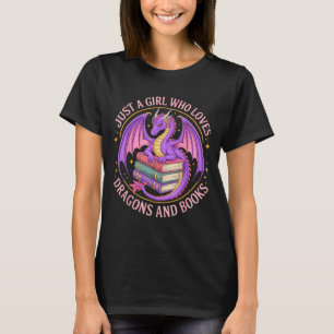 Nur ein Mädchen, das Drachen und Bücher Fantasy Dr T-Shirt