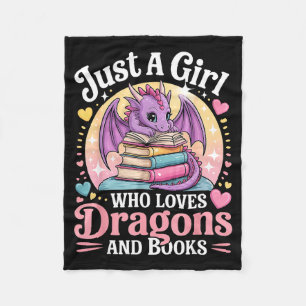 Nur ein Mädchen, das Drachen und Bücher liebt Fant Fleecedecke