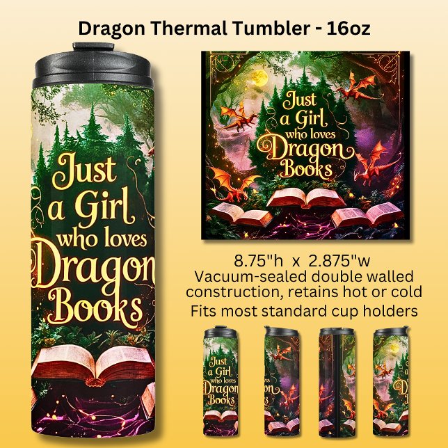 Nur ein Mädchen, das Drachenbücher liebt  Thermosbecher (Von Creator hochgeladen)
