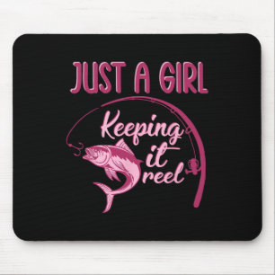 Nur ein Mädchen, das echt angelt Fischerin Angleri Mousepad