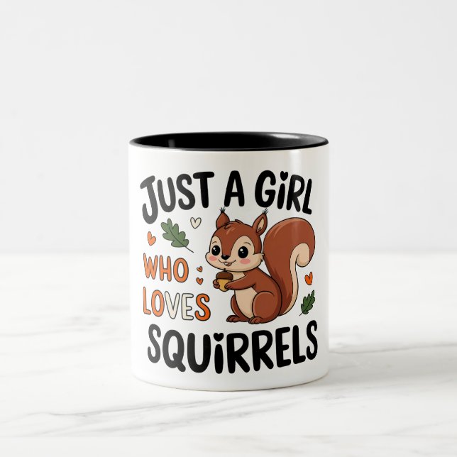 Nur ein Mädchen, das Eichhörnchen Niedlich Liebe Zweifarbige Tasse (Mittel)