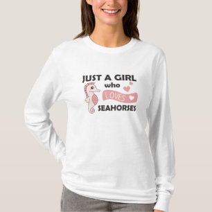 Nur ein Mädchen, das ein süßes Seepferd Liebe T-Shirt