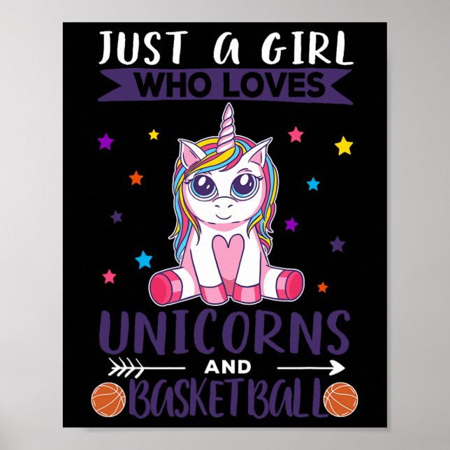 Nur ein Mädchen, das Einhorn und Basketball Liebe Poster (Vorne)