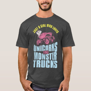 Nur ein Mädchen, das Einhörner und Monster-LKWs Li T-Shirt