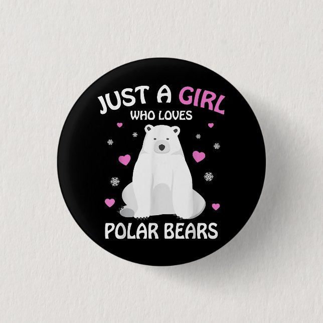 Nur ein Mädchen, das Eisbären Liebe, Girls Polar B Button (Vorderseite)