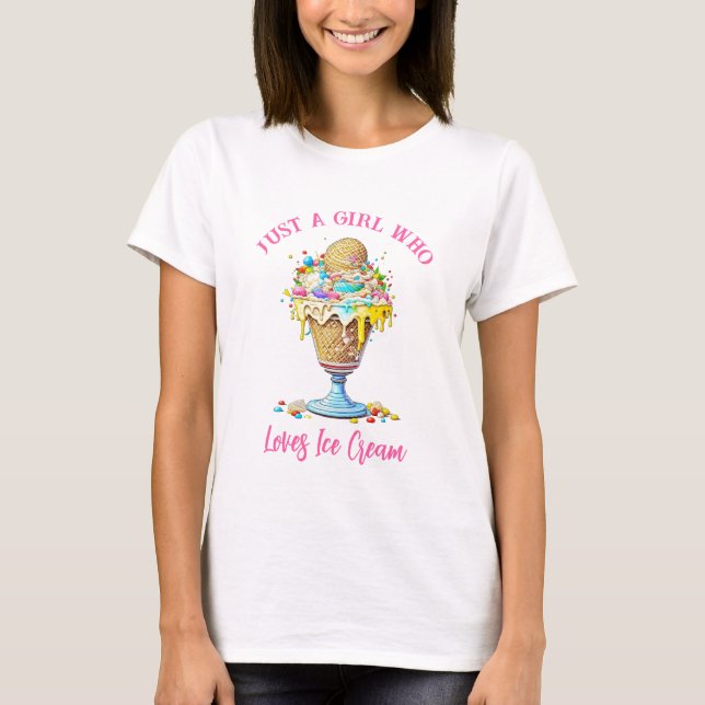 Nur ein Mädchen, das Eiscreme Liebe T-Shirt (Vorderseite)