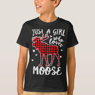 Nur ein Mädchen, das Elch-Büffel-Karo-Weihnachten T-Shirt