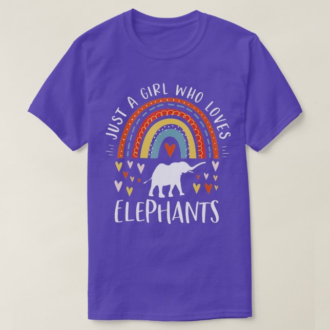Nur ein Mädchen, das Elefanten Lieben Rainbow gibt T-Shirt (Design vorne)
