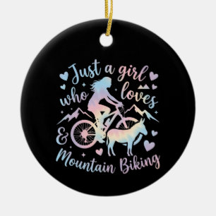 Nur ein Mädchen, das Esel und Mountainbiken liebt Keramik Ornament