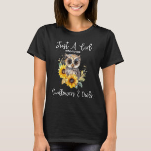 Nur ein Mädchen, das Eulen und Sonnenblumen Liebe  T-Shirt