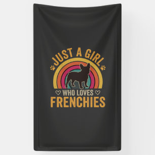 Nur ein Mädchen, das Frenchies Retro Dog_1 liebt Banner