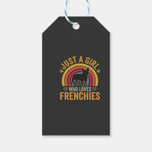 Nur ein Mädchen, das Frenchies Retro Dog_1 liebt Geschenkanhänger