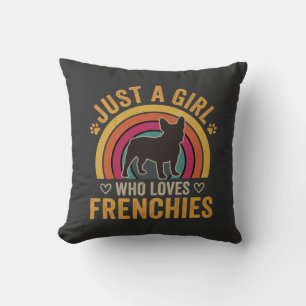 Nur ein Mädchen, das Frenchies Retro Dog_1 liebt Kissen