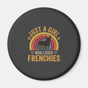 Nur ein Mädchen, das Frenchies Retro Dog_1 liebt Magnet