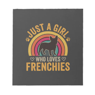 Nur ein Mädchen, das Frenchies Retro Dog_1 liebt Notizblock