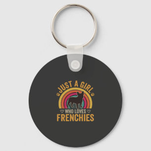 Nur ein Mädchen, das Frenchies Retro Dog_1 liebt Schlüsselanhänger