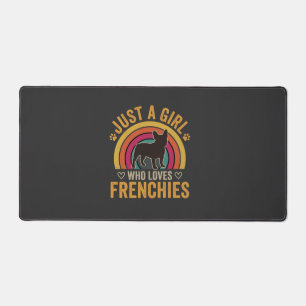 Nur ein Mädchen, das Frenchies Retro Dog_1 liebt Schreibtischunterlage