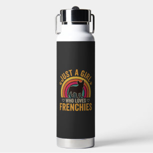 Nur ein Mädchen, das Frenchies Retro Dog_1 liebt Trinkflasche