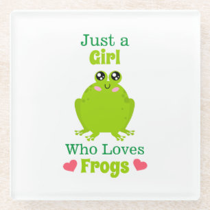 Nur ein Mädchen, das Frösche Liebe Glasuntersetzer