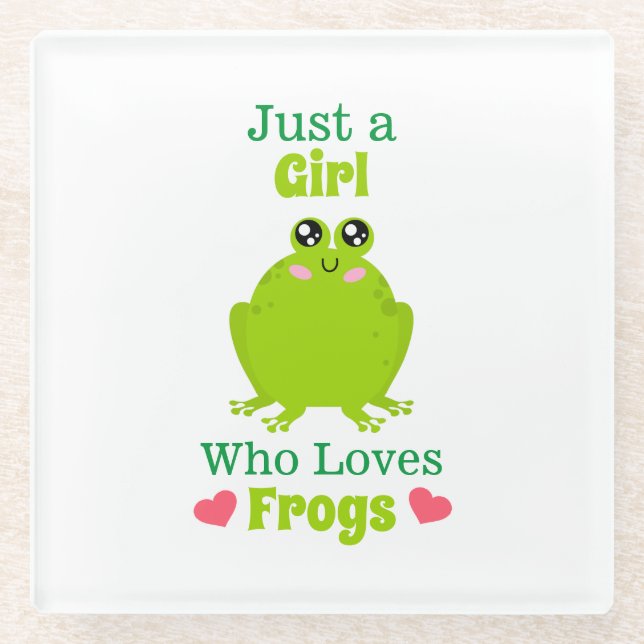 Nur ein Mädchen, das Frösche Liebe Glasuntersetzer (Vorderseite)