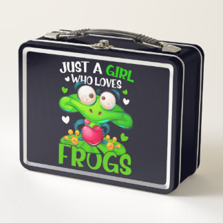 Nur ein Mädchen, das Frösche Liebe Kinder Frosch Metall Brotdose