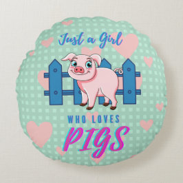 Nur ein Mädchen, das Frösche mit Herz Liebe Rundes Kissen