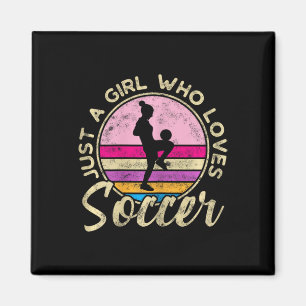 Nur ein Mädchen, das Fußball Frauen Retro Vintage Magnet