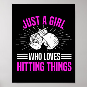 Nur ein Mädchen, das gerne Dinge trifft Damen Boxe Poster