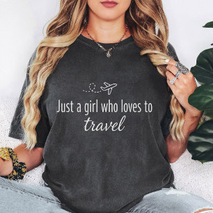 Nur ein Mädchen, das gerne reist Flugzeug-Design T-Shirt