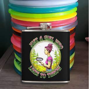 Nur ein Mädchen, das gerne wirft   Disk Golf Flachmann