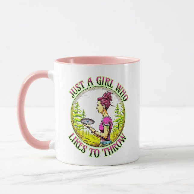Nur ein Mädchen, das gerne wirft | Disk Golf Tasse (Links)
