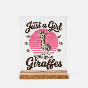 Nur ein Mädchen, das Giraffen liebt, Vintage-Shirt Acrylschild