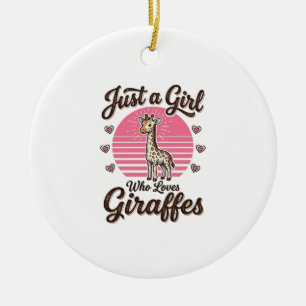 Nur ein Mädchen, das Giraffen liebt, Vintage-Shirt Keramik Ornament