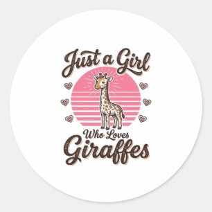 Nur ein Mädchen, das Giraffen liebt, Vintage-Shirt Runder Aufkleber
