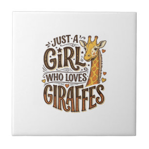 Nur ein Mädchen, das Giraffen liebt, Vintage T-Shi Fliese