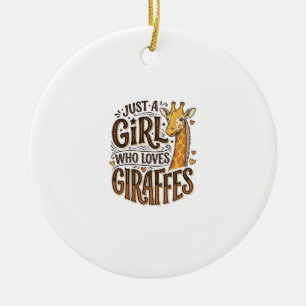 Nur ein Mädchen, das Giraffen liebt, Vintage T-Shi Keramik Ornament